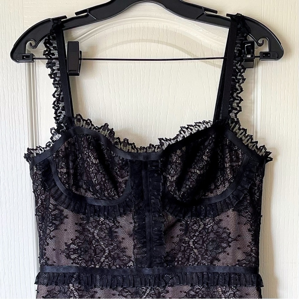 Alexis Kieran Lace Maxi Dress Black Sleeveless Sheer Bustier Gown Size Large EUC - Picture 4 of 7